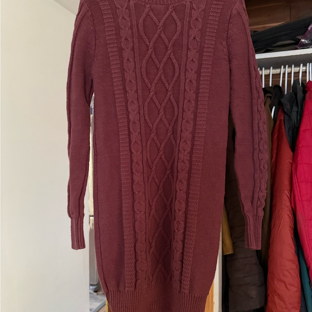 United By Blue Cable Knit Sweater Dress in maroon